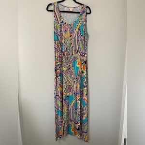 Klozlyne Womens Dress Size Medium Blue Multicolored Maxi Dress